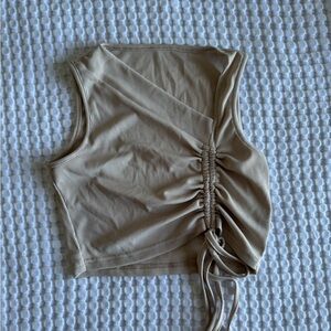 SHEIN Tan Ruched Crop Top